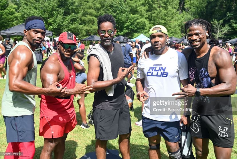 A powerful moment of pride and representation — participants at Atlanta Life's Juneteenth Wellness Event showcasing their HBCU heritage and Divine Nine brotherhood, honoring legacy while inspiring the next generation.